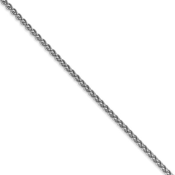 2mm 14k White Gold Solid Spiga Chain Necklace 16 Inch
